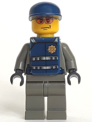 Police - Security Guard, Dark Gray Legs, Dark Blue Cap, Dark Blue Vest with Security and Badge Pattern (Stickers) (wc001s)