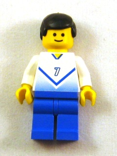 Soccer Player White & Blue Team with shirt #7 (soc140)