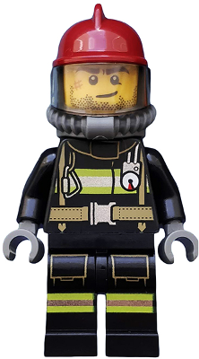 Fire - Reflective Stripes with Utility Belt, Dark Red Fire Helmet, Breathing Neck Gear with Air Tanks, Crooked Smile and Scar (cty0524)