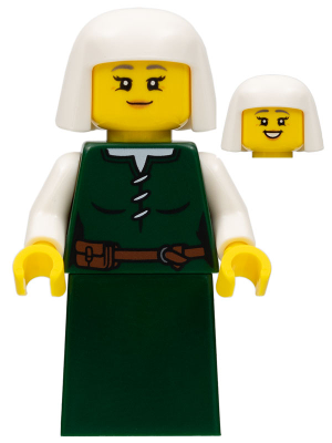 Peasant - Female, Dark Green Skirt, White Headdress (cas570)