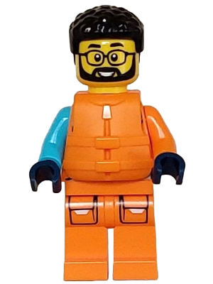 Arctic Explorer - Male, Shoulder Bag, Glasses, Black Hair, Orange Life Jacket (cty1607)