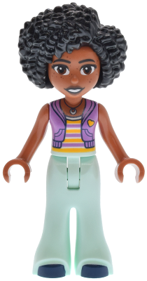 Friends Jamila - Medium Lavender Sleeveless Hoodie, Light Aqua Trousers Bell-Bottoms, Dark Blue Shoes (frnd0816)
