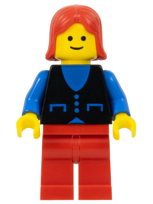 Shirt with 3 Buttons - Blue, Red Legs, Red Female Hair (but038)