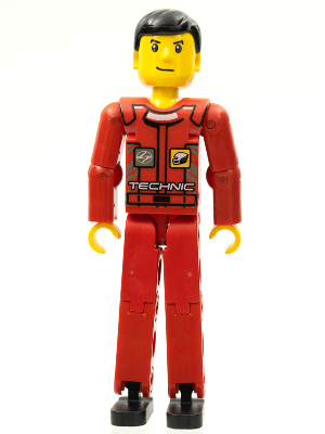 Technic Figure Red Legs, Red Top with Technic Logo, Black Hair - Without Stickers (4140765) (tech034)