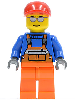 Overalls with Safety Stripe Orange, Orange Legs, Red Short Bill Cap, Silver Sunglasses (cty0294)