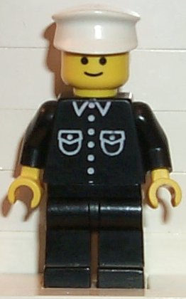 Shirt with 6 Buttons - Black, Black Legs, White Hat (but027)
