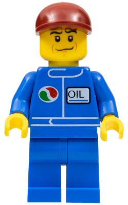 Octan - Blue Oil, Blue Legs, Dark Red Short Bill Cap, Crooked Smile (oct069)