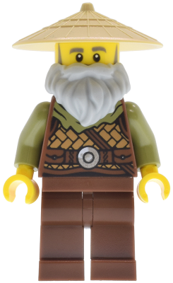 Riverside Scholars - Male, Leather Armor, Reddish Brown Legs, Tan Conical Hat, Light Bluish Gray Beard (bdp189)