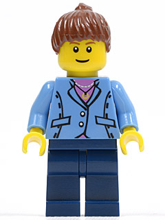 Medium Blue Jacket, Dark Blue Legs, Reddish Brown Ponytail Hair (twn044)