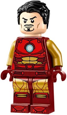 Iron Man - Dark Red and Gold Armor, Round Arc Reactor, Pearl Gold Arms, Hair (sh0981)