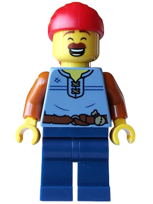 Pirate - Male, Sand Blue Vest, Dark Blue Legs, Red Bandana (bdp252)