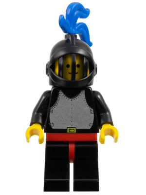 Breastplate - Black, Black Legs with Red Hips, Black Grille Helmet, Blue Plume, Black Plastic Cape (cas176)