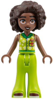 Friends Aliya - Lime Top with Snowflakes and Christmas Gift and Trousers Bell-Bottoms with Dark Red Shoes (frnd0855)
