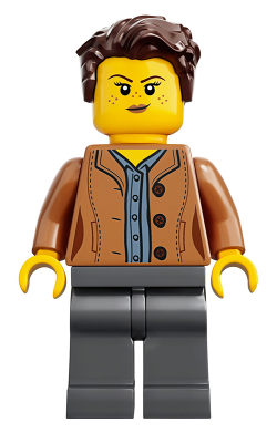 Mom, Freckles, Medium Nougat Jacket, Dark Brown Hair Swept Left Tousled (idea053)