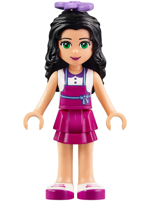 Friends Emma - Magenta Layered Skirt, White Top with Magenta Apron, Medium Lavender Flower (frnd0172)