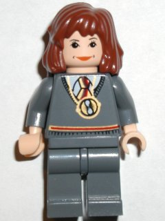 Hermione Granger - Gryffindor Stripe Torso with Time Turner Necklace, Dark Bluish Gray Legs (hp054)