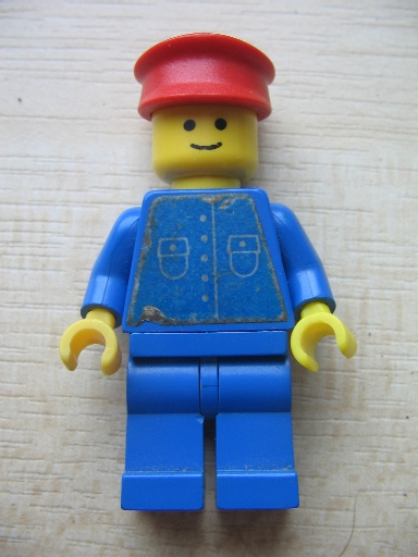 Shirt with 5 Buttons (Sticker) - Blue - Blue Legs, Red Hat (but034s)