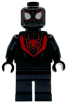 Spider-Man (Miles Morales) - Dark Bluish Gray Webbing on Head, Black Hands (sh1099)