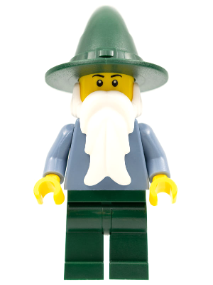Wizard - Sand Blue with Dark Green Legs and Hat, Black Eyebrows (cas483a)