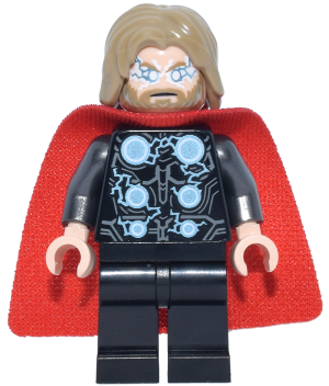Thor - Spongy Cape with Single Hole, Black Legs, Dark Tan Tousled Hair (sh1014)