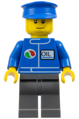 Octan - Blue Oil, Dark Bluish Gray Legs, Blue Hat, Smirk and Stubble Beard (oct061)