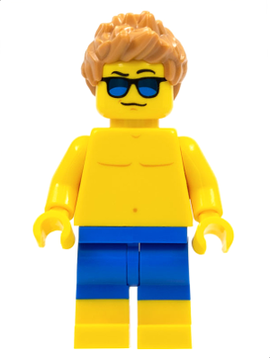 Beachgoer - Blue Male Swim Trunks and Sunglasses (cty0760)