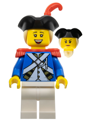Imperial Soldier IV - Officer, Female, Black Tricorne, Tan Hair, Red Epaulettes and Plume (pi188)