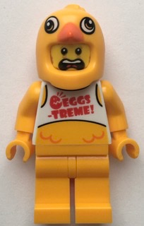 Clemmons - Stuntz Driver, Bright Light Orange Chicken Head Helmet, White Tank Top with 'EGGS-TREME!', Bright Light Orange Legs (cty1398)