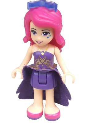 Friends Livi - Dark Purple Skirt, Dark Purple Top with Gold Stars Pattern, Dark Purple Cloth Skirt with Gold Stars, Sunglasses (frnd0146)