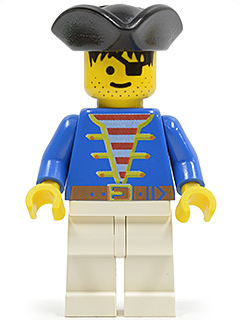 Pirate Blue Jacket White Legs, Black Pirate Triangle Hat (pi006)