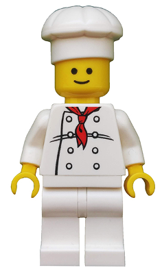 Chef - White Torso with 8 Buttons, Black Wrinkles, NO Back Print, White Legs, Standard Grin (twn192)