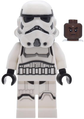 Imperial Stormtrooper - Male, Dual Molded Helmet with Light Bluish Gray Panels on Back, Shoulder Belts, Umber Head (sw1454)