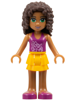 Friends Andrea - Bright Light Orange Layered Skirt, Magenta Top (frnd0055)