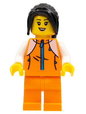 Woman, Orange Tracksuit, Long Black Hair (hol266)