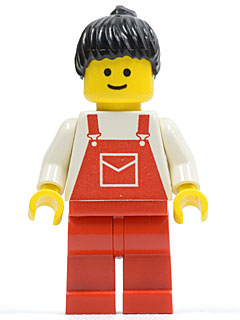 Overalls Red with Pocket, Red Legs, Black Ponytail Hair (ovr026)