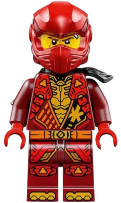 Kai - Dragons Rising, Tunic with Shoulder Armor, Dark Red and Red Head Wrap, Scabbard (njo0961)