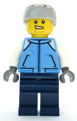 Snowboarder - Male, Medium Blue Jacket, Light Bluish Gray Sports Helmet (cty1087)