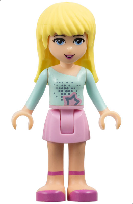 Friends Stephanie - Bright Pink Skirt, Light Aqua Long Sleeve Top (frnd0003)