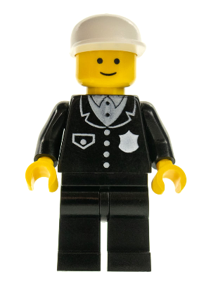 Police - Suit with 4 Buttons, Black Legs, White Cap (cop012)