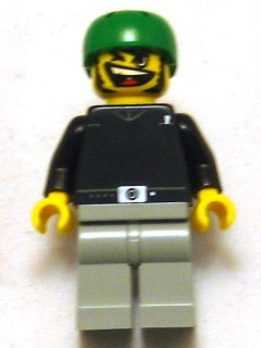 Skateboarder, Black Shirt, Light Gray Legs, without Back Stud (gg010)