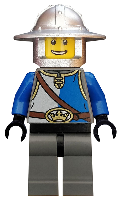 Castle - King's Knight Blue and White with Chest Strap and Crown Belt, Helmet with Broad Brim, Open Grin (cas526)