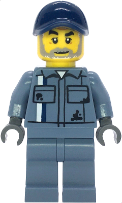 Scrapyard Worker - Male, Sand Blue Mechanic Uniform, Sand Blue Legs, Dark Blue Cap, Beard (cty1857)