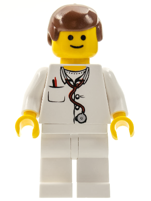 Doctor - Lab Coat Stethoscope and Thermometer, White Legs, Reddish Brown Male Hair (doc025)