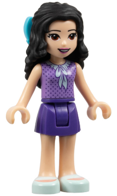 Friends Emma - Dark Purple Skirt, Medium Lavender Top, Light Aqua Shoes, Medium Azure Bow (frnd0283)