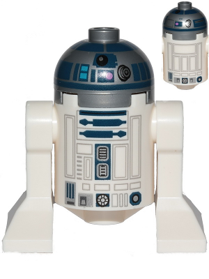 Astromech Droid, R2-D2 - Flat Silver Head, Dark Pink Dots, Large Receptor, Back Printing (sw1202)