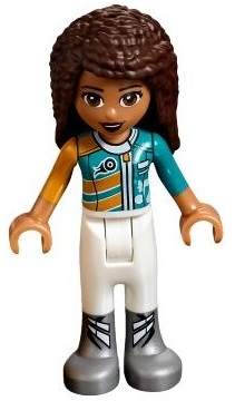 Friends Andrea - White Trousers, Bright Light Orange and Dark Turquoise Racing Jacket (frnd0253)