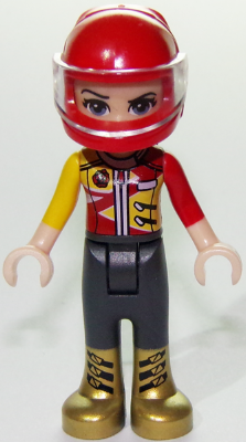 Friends Vicky - Trousers with Gold Boots, Red and Yellow Racing Jacket, Helmet (frnd0278)