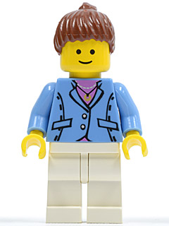 Medium Blue Jacket, White Legs, Reddish Brown Ponytail Hair (twn031)