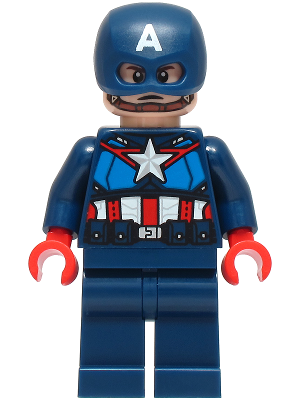 Captain America - Dark Blue Suit with Dark Blue Belt, Red Hands, Helmet (sh1093)