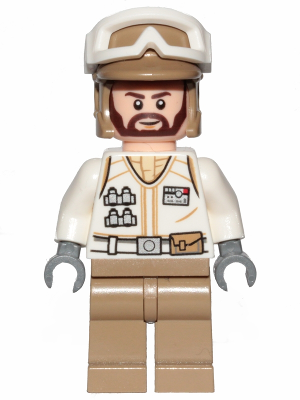 Hoth Rebel Trooper White Uniform, Dark Tan Legs (Brown Angular Beard) (sw1008)